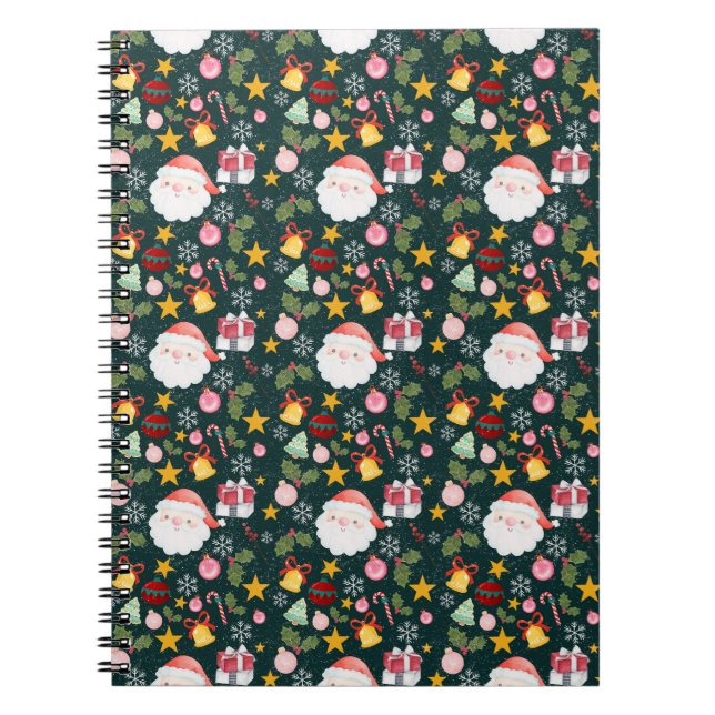 Carnet Cute Santa Claus Holiday Seamless Pattern (Devant)