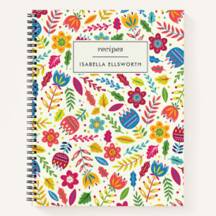Carnet Cute Scandinave Floral Recette personnalisée