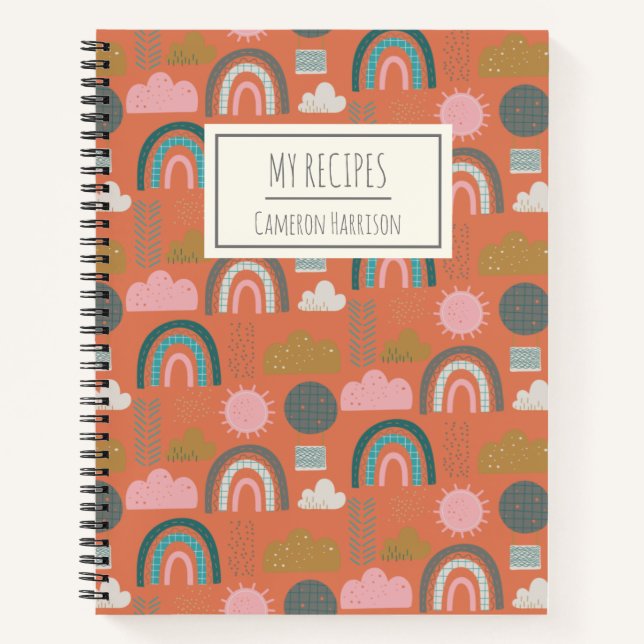 Carnet Cute Scandinavian Rainbows Personnalisée Recette e (Devant)