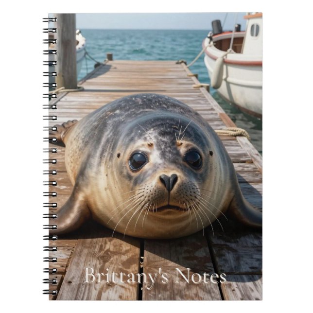 Carnet Cute Seal Laying on Boat Dock Ocean Pier (Devant)