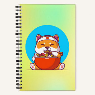 Carnet Cute Shiba Inu Manger Ramen Noodle Cartoon-23054