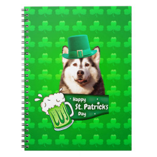 Carnet Cute Siberian Husky Chien Casquette St. Patrick's 