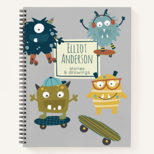Carnet Cute Skateboard Monsters Histoire personnalisée