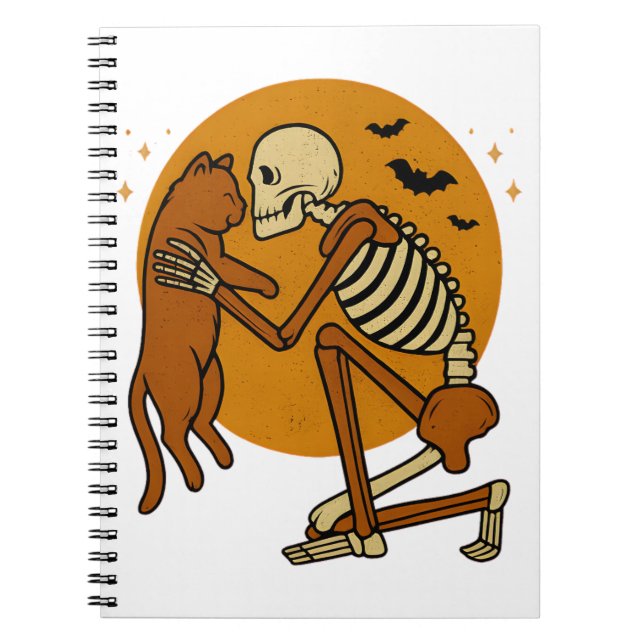 Carnet Cute Squelette Accrocher Chat Gothique Halloween D (Devant)