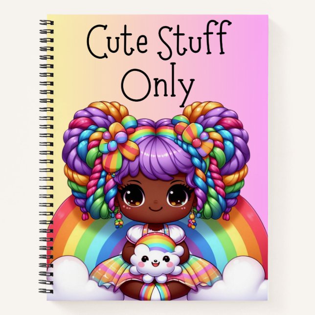 Carnet Cute Stuff seulement - Pink Kawaii Rainbow (Devant)