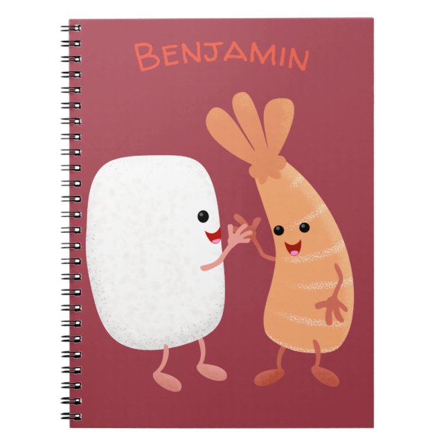 Carnet Cute sushi riz crevettes amis dessin animé (Devant)