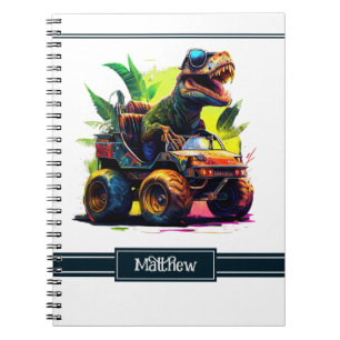 Carnet Cute T-Rex équitation Monster Truck Dinosaure Nom