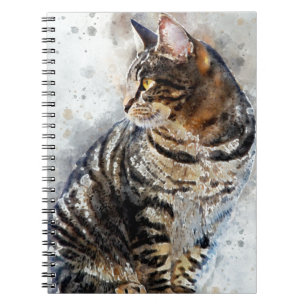Carnet Cute Tabby Chat Aquarelle Art