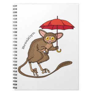 Carnet Cute Tarsier avec dessin animé parapluie
