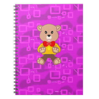 Carnet Cute Teddy Bear on Pink Geometric 