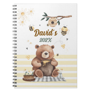 Carnet Cute teddy bear school notebook with jar of honey