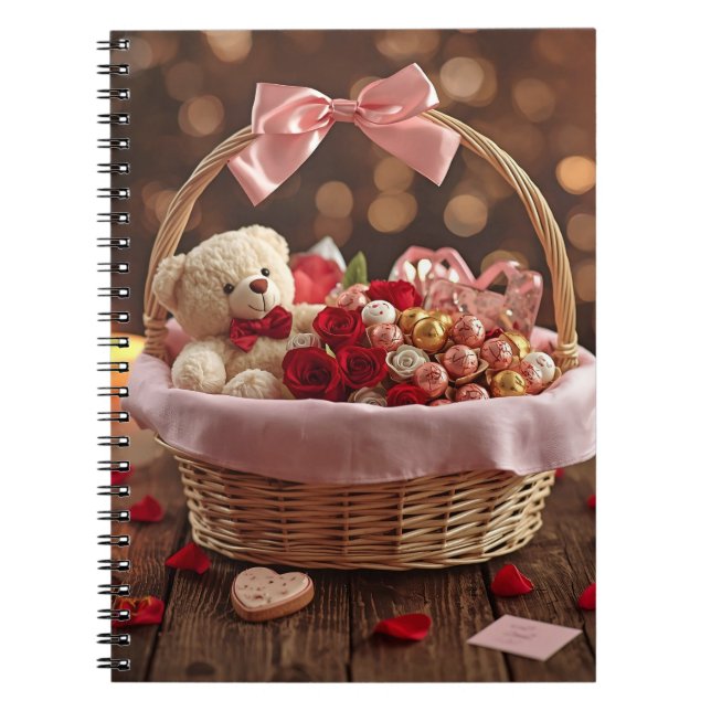 Carnet Cute Teddy Rose Basket Valentine Daily Gratitude (Devant)