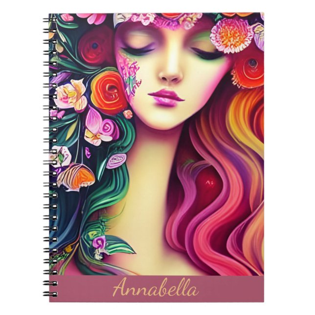 Carnet Cute tendance Boho Gypsy Floral Angel Art (Devant)