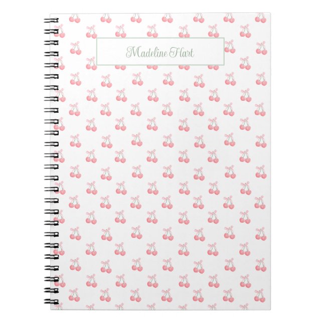 Carnet Cute Tendance Cerises Personnalisées (Devant)