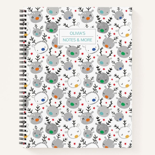 Carnet Cute tête Rudolph avec petites étoiles (Devant)
