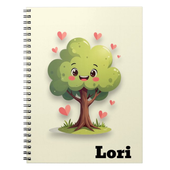 Carnet Cute Tree Love Red Hearts Spiral Notebook  (Devant)