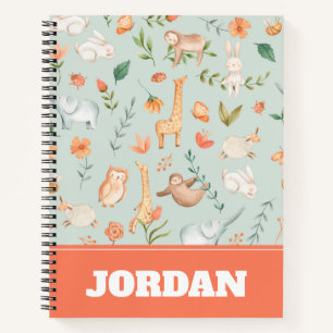 Carnet Cute Turquoise bébé animal Pastel Motif