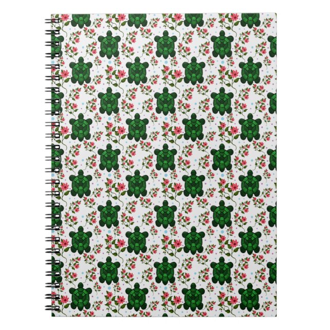 Carnet Cute Turtle and Floral Seamless Pattern  (Devant)