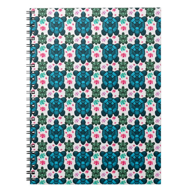 Carnet Cute Turtle and Floral Seamless Pattern  Notebook (Devant)