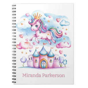 Carnet Cute Unicorn Magique Castle Girl Cadeau personnali
