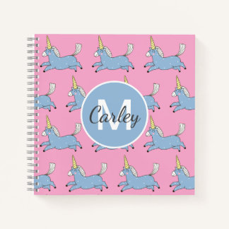 Carnet Cute Unicorn Pattern Pink Girly Personalised