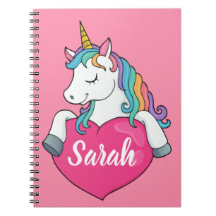 Carnet Cute Unicorn Personalized Name