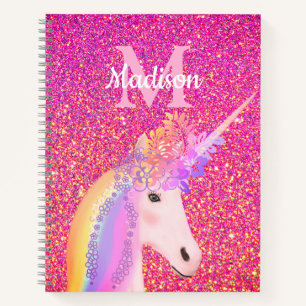 Carnet Cute Unicorn rose Parties scintillant personnalis