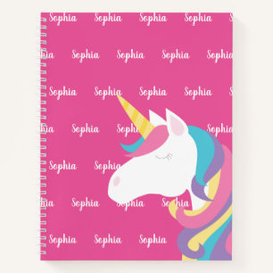 Carnet Cute Unicorn rose Personnalisé Enfants