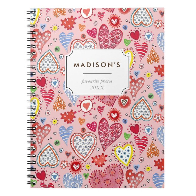 Carnet Cute Valentine coeur amour motif rose (Devant)