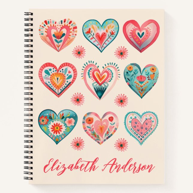 Carnet Cute Valentine Motif de coeur (Devant)