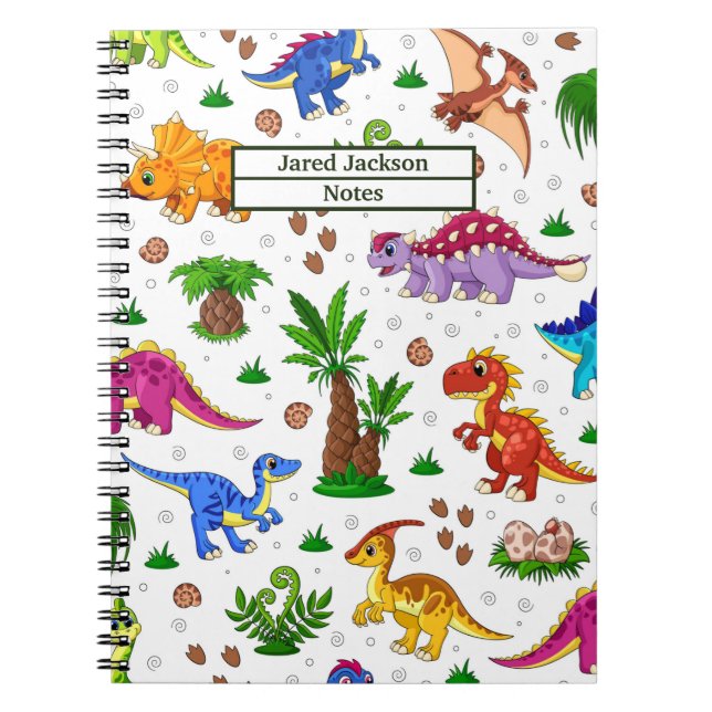 Carnet Cute Watercolor Kids' Pattern Dinosaur (Devant)