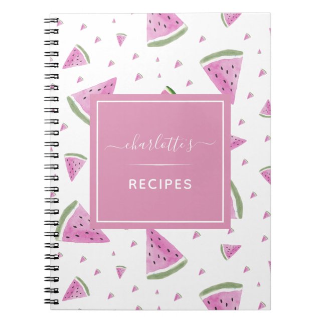 Carnet Cute Watercolor Watermelon Motif Sweet Recette (Devant)