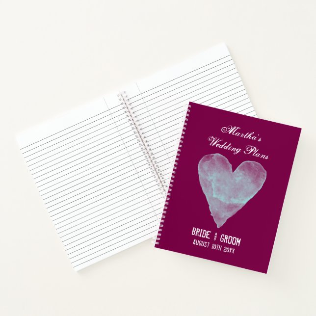 Carnet Cute wedding notebook with rustic watercolor heart (Intérieur)