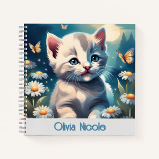 Carnet Cute White Kitten Cat Spiral Notebook