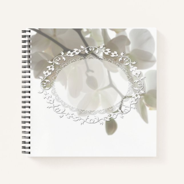 Carnet Cute white orchids (Devant)