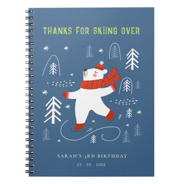 Carnet Cute Winter Forest Bear Ski Kids Guestbook (Devant)