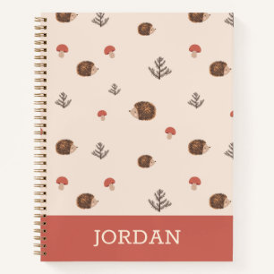 Carnet Cute Woodland Hérisson et Motif de champignons