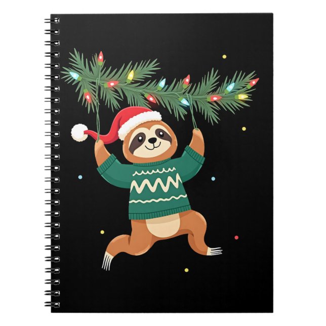 Carnet Cute Xmas Sloth Santa Hat Christmas Sloth - Tree L (Devant)