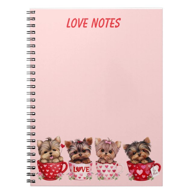 Carnet Cute Yorkie Teacup Valentine’s Day Notebook (Devant)