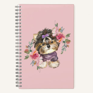 Carnet Cute Yorkshire Terrier Yorkie et l'art des fleurs