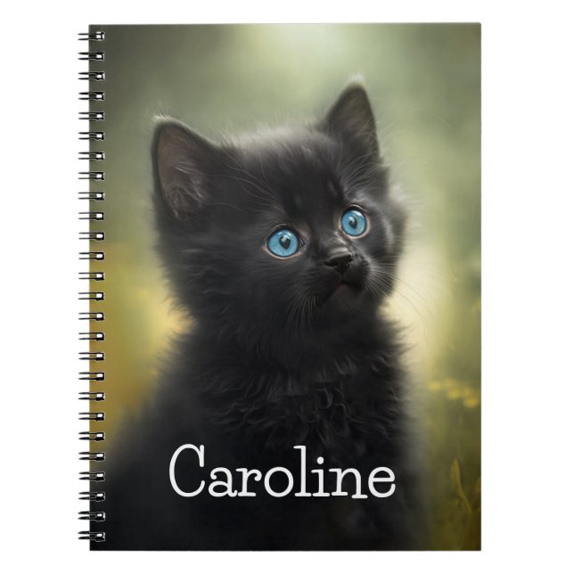 Carnet Cutest Black Kitten With Blue Eyes, Customizable (Devant)