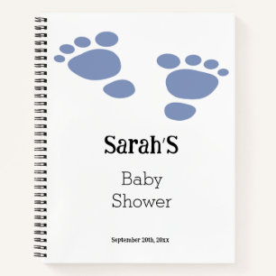 Carnet Cutie Blue Baby Footprint Baby shower Liste de cad