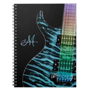 Carnet cyan personnalisé de musique de guitare