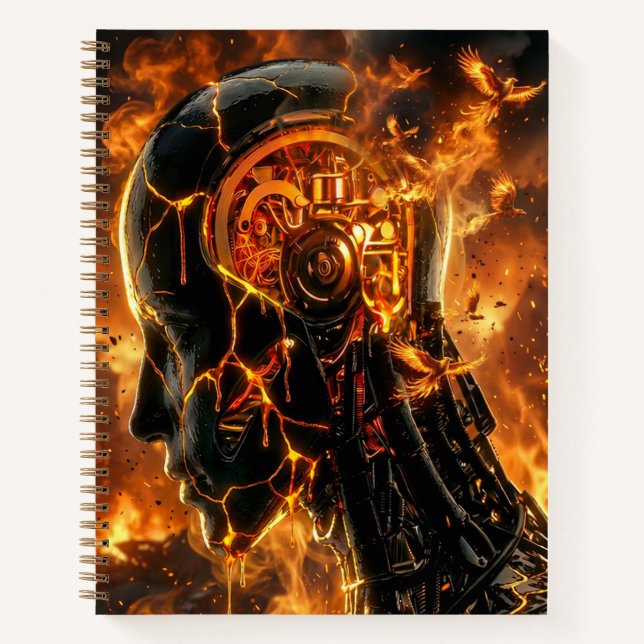 Carnet Cybernetic Phoenix Fire Dark Sci Fi Gamer (Devant)