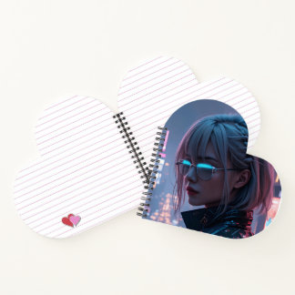 Carnet Cyberpunk Cityscape Poster Futuriste Femme Hacke