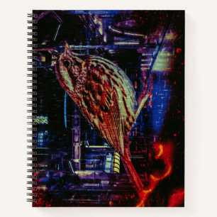 Carnet Cyberpunk Sparrow dans Neon Cityscape