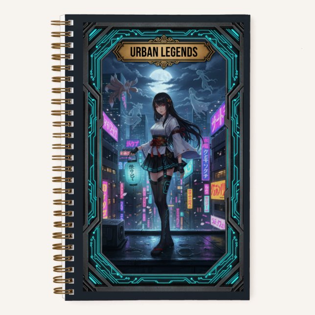 Carnet Cyberpunk Urban Legends Anime Girl & Spirit Fox  (Recto)