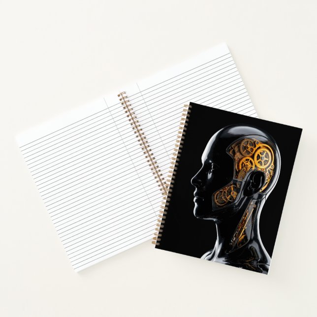 Carnet Cyborg Steampunk Doré Néon Déco Bleu Lumineux (Intérieur)