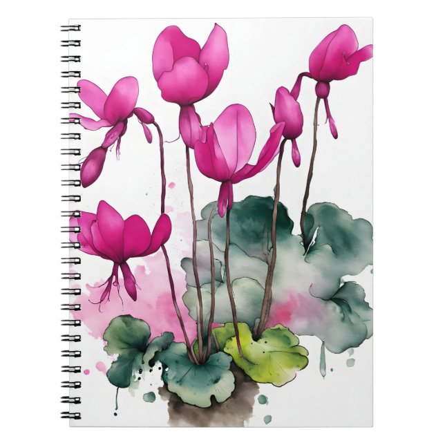 Carnet Cyclamen - Fleurs aquarelles (Devant)