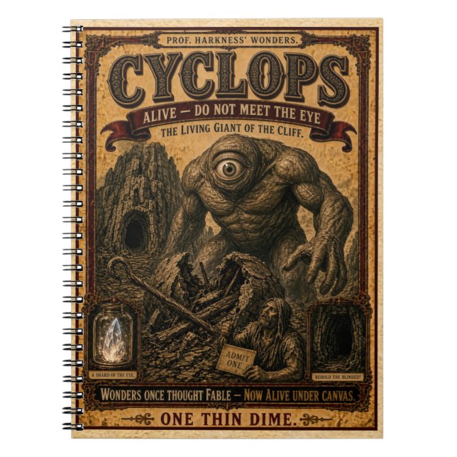Carnet Cyclope, Monstre de Cirque Vintage (Devant)